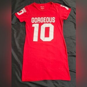 On Fire Gorgeous #10 Varsity Red/White Shirt Dress Women Size Large